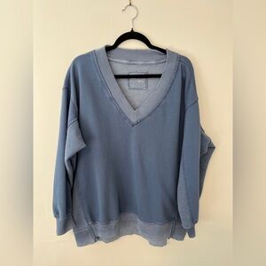 Aerie dusty blue oversized v neck sweater